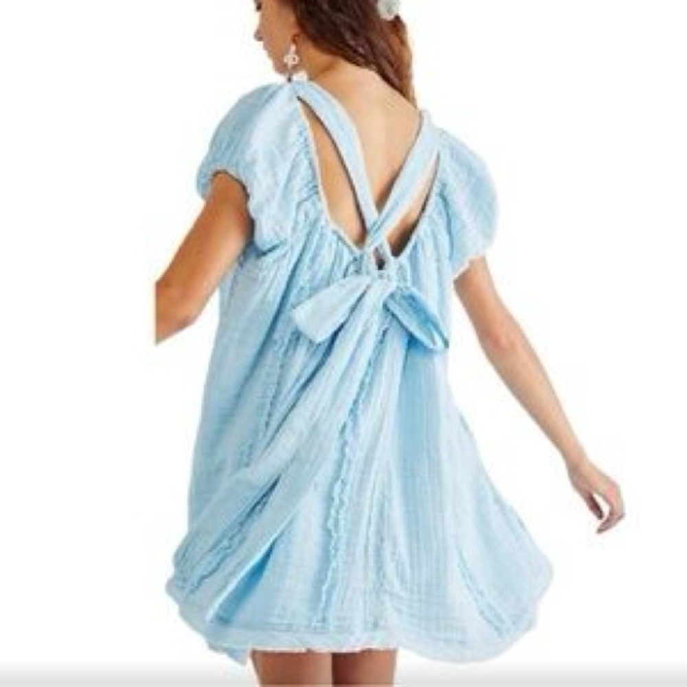 Free People Light Blue Mini Dress - Picture 2 of 4